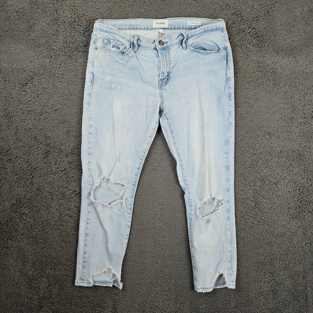 Frame Le Garcon Crop Jeans Womens 29 Light Wash Distressed